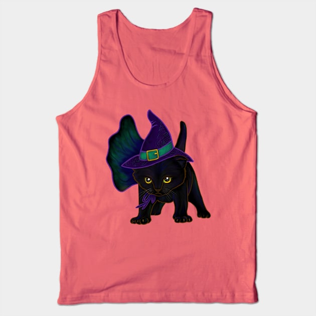 Halloween Kitten Dressed In Witch Costume Tank Top by Ashley D Wilson